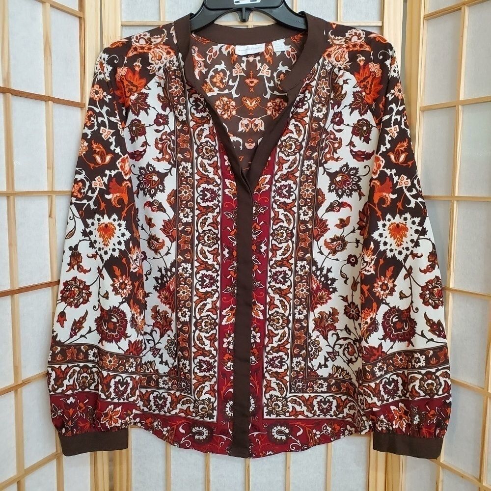 New York & Company  Floral Boho Button Shirt Sz S